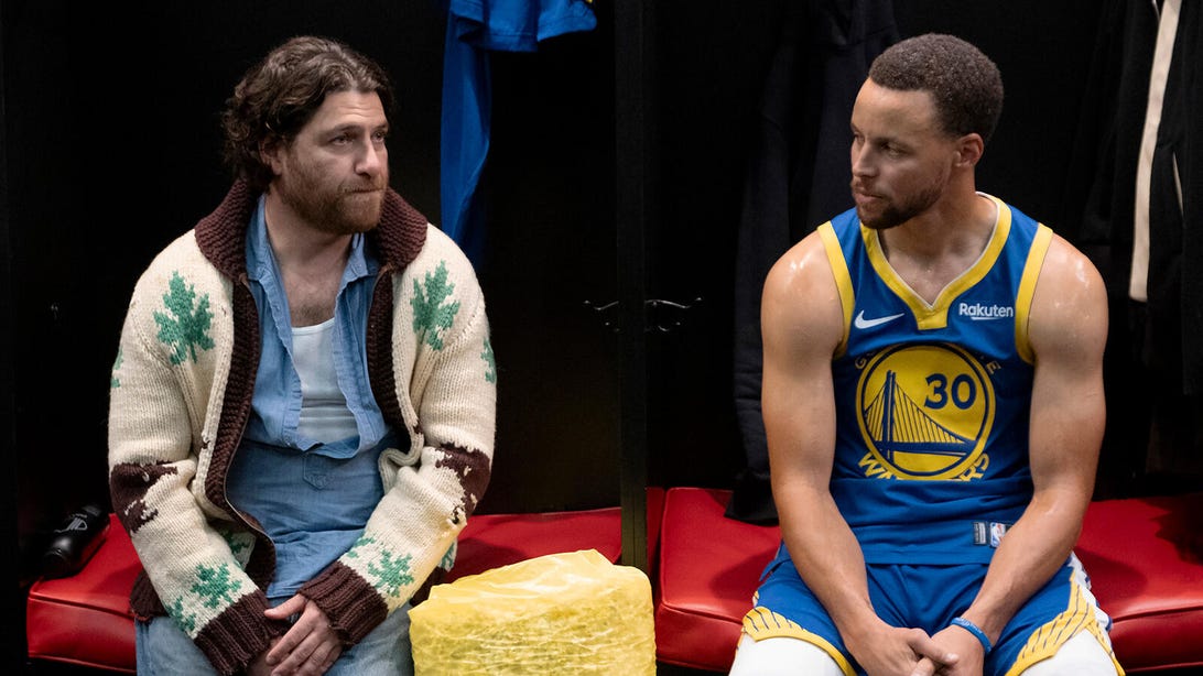 Adam Pally and Steph Curry, Mr. Throwback